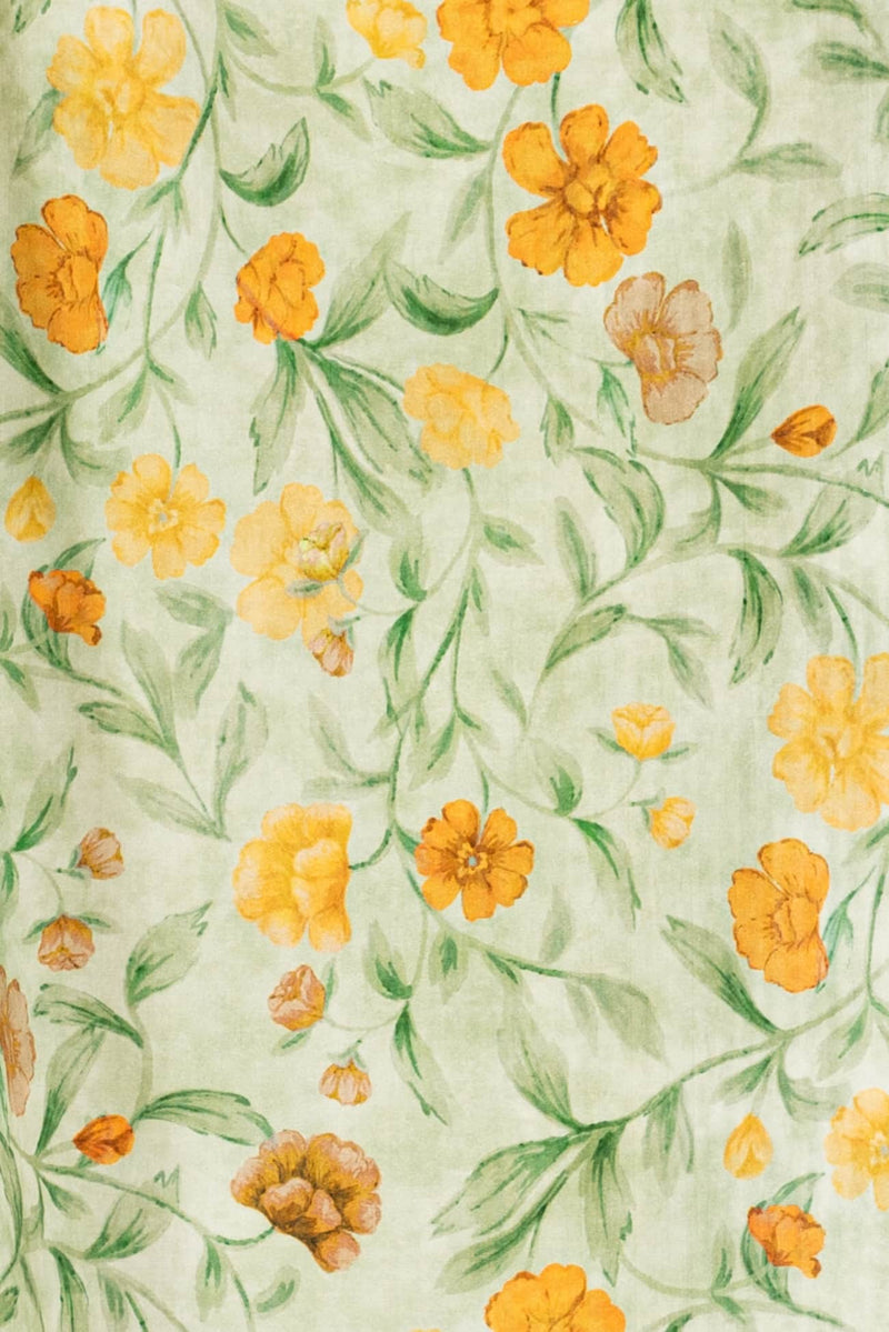 Golden Poppies Italian Cotton Plissé  Woven