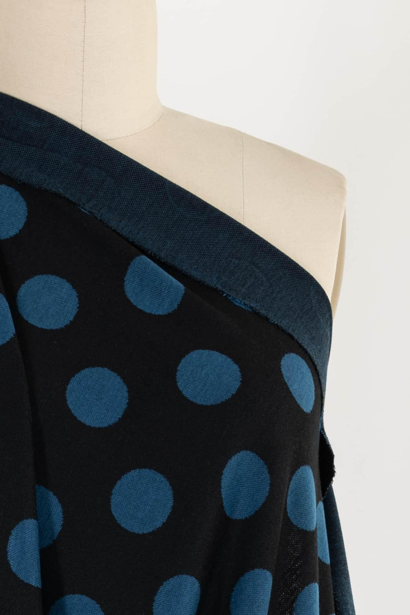 Grande Blue Teal Dots Double Knit - Marcy Tilton Fabrics