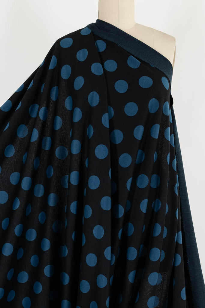 Grande Blue Teal Dots Double Knit - Marcy Tilton Fabrics