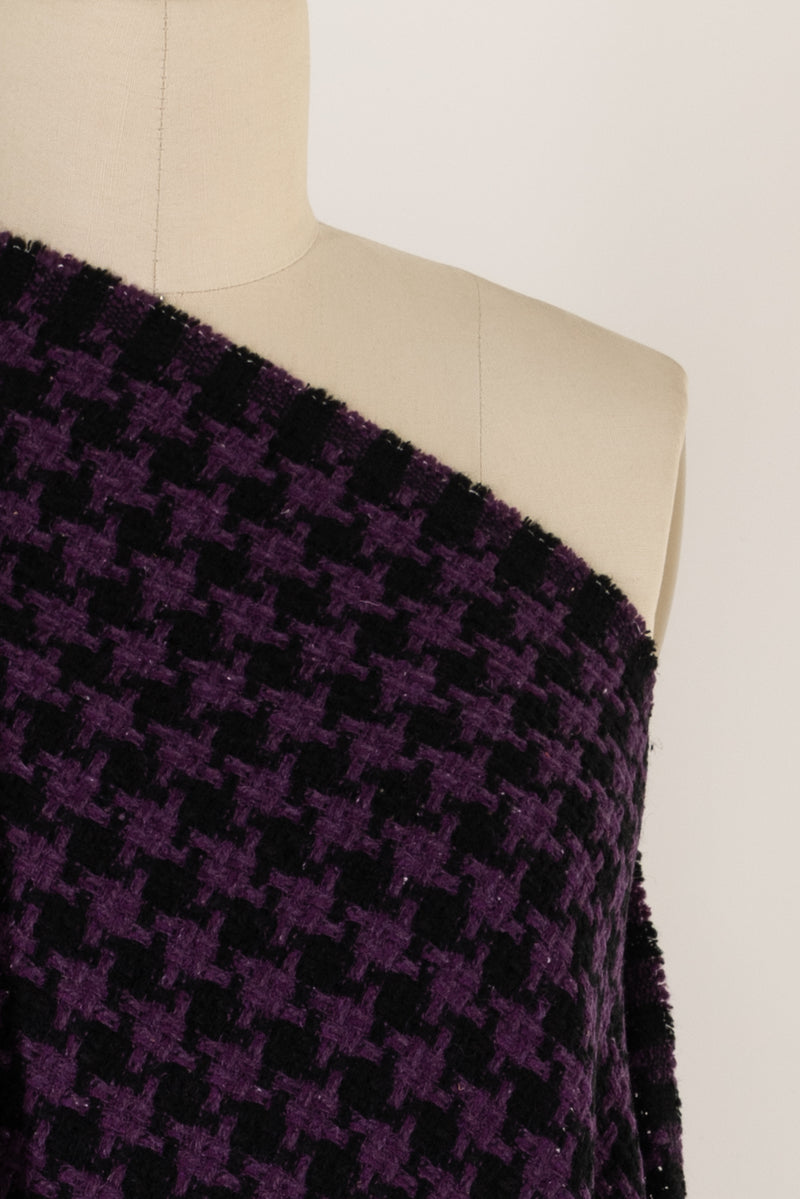 Grape Houndstooth Wool Blend Woven - ENDCUT