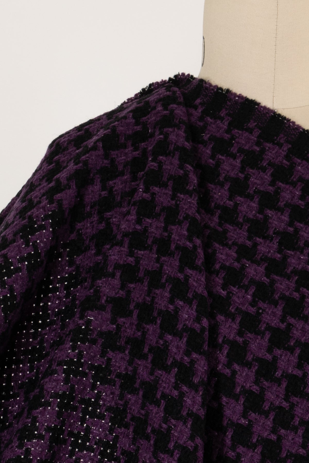 Grape Houndstooth Wool Blend Woven - ENDCUT