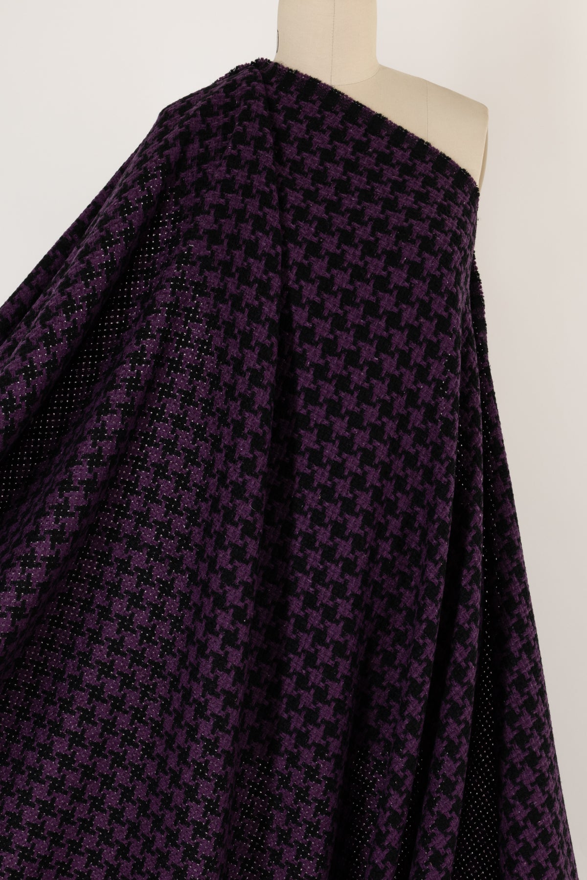 Grape Houndstooth Wool Blend Woven - ENDCUT