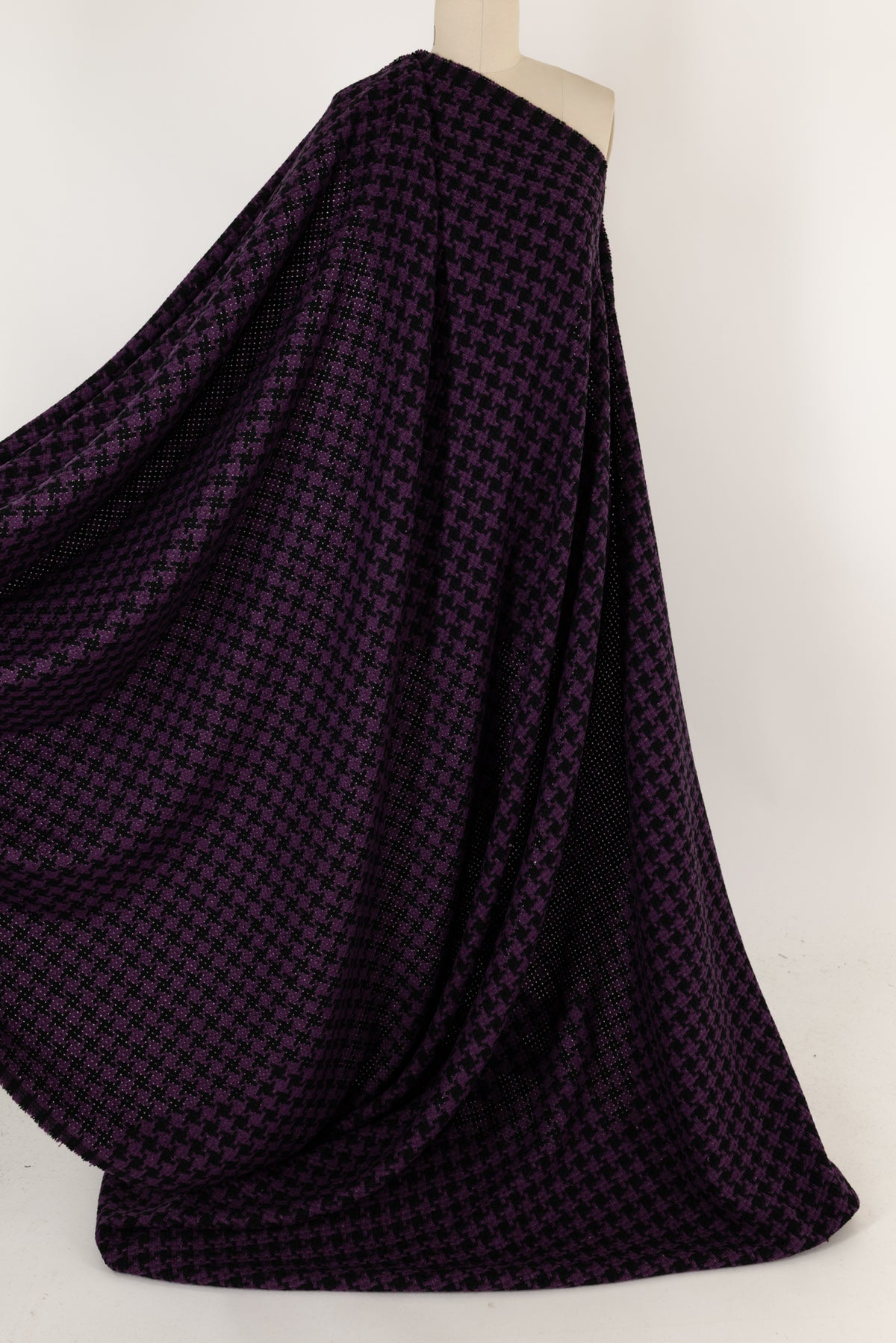 Grape Houndstooth Wool Blend Woven - ENDCUT