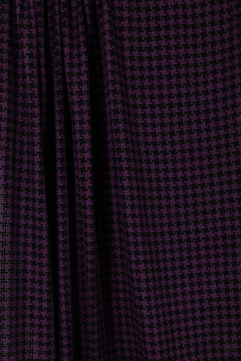 Grape Houndstooth Wool Blend Woven - ENDCUT