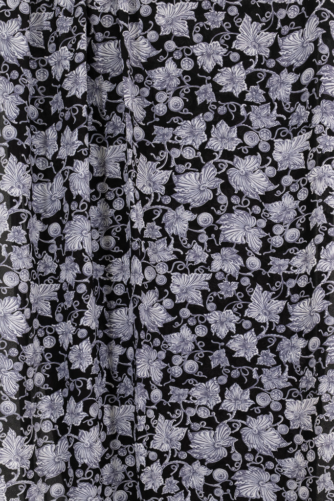 Gray Leaves Rayon Crepe Woven - Marcy Tilton Fabrics