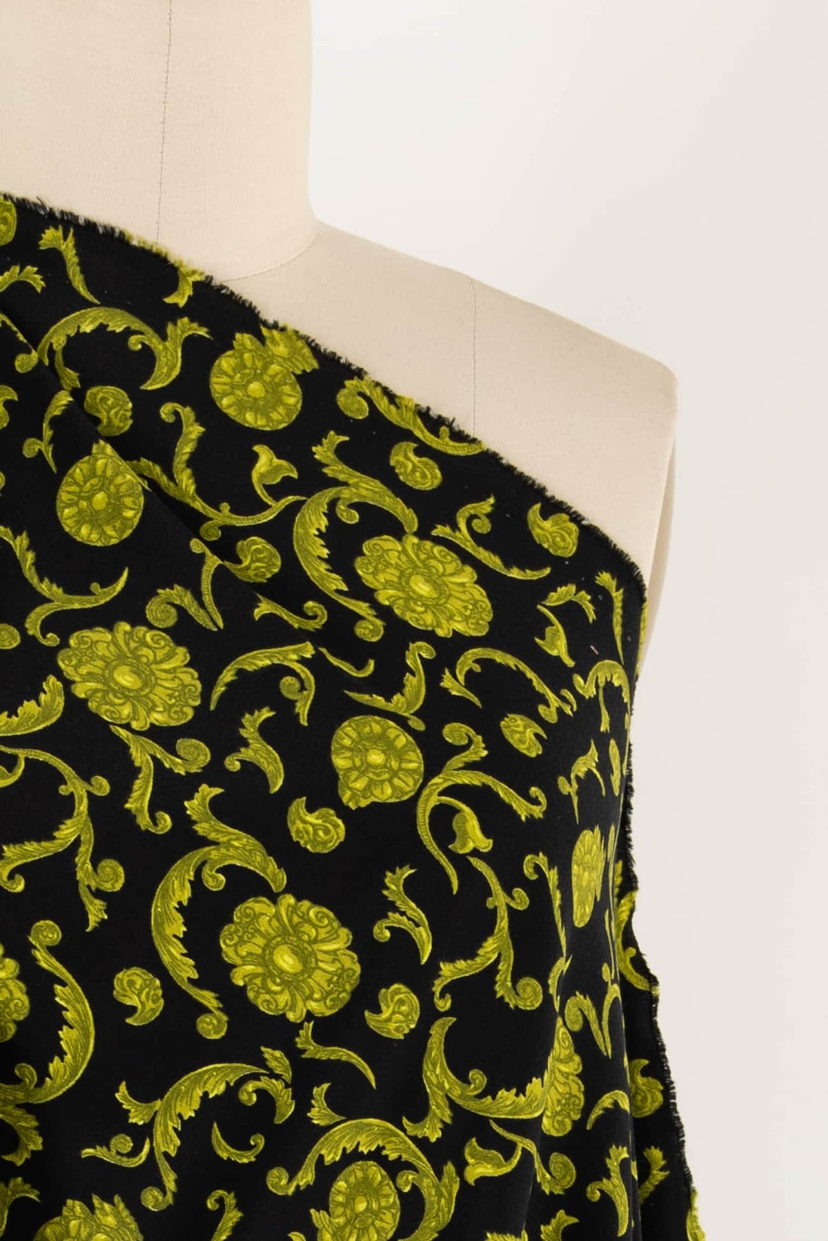 Green Baroque Stretch Cotton Woven