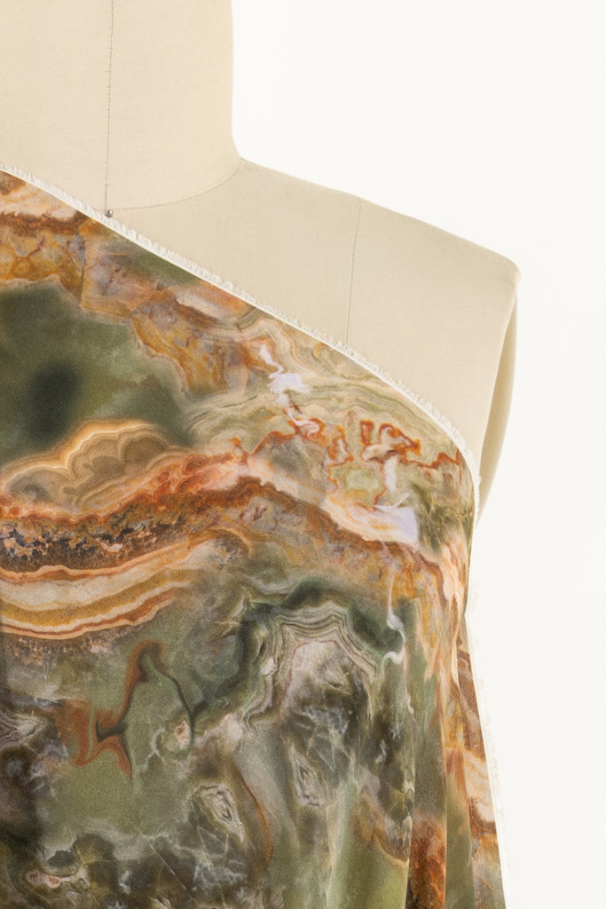 Green Marble Italian Silk Crepe de Chine Woven - Marcy Tilton Fabrics
