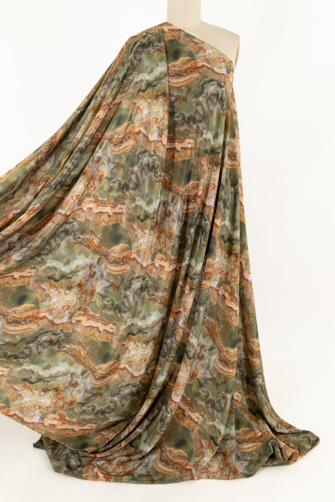 Green Marble Italian Silk Crepe de Chine Woven - Marcy Tilton Fabrics
