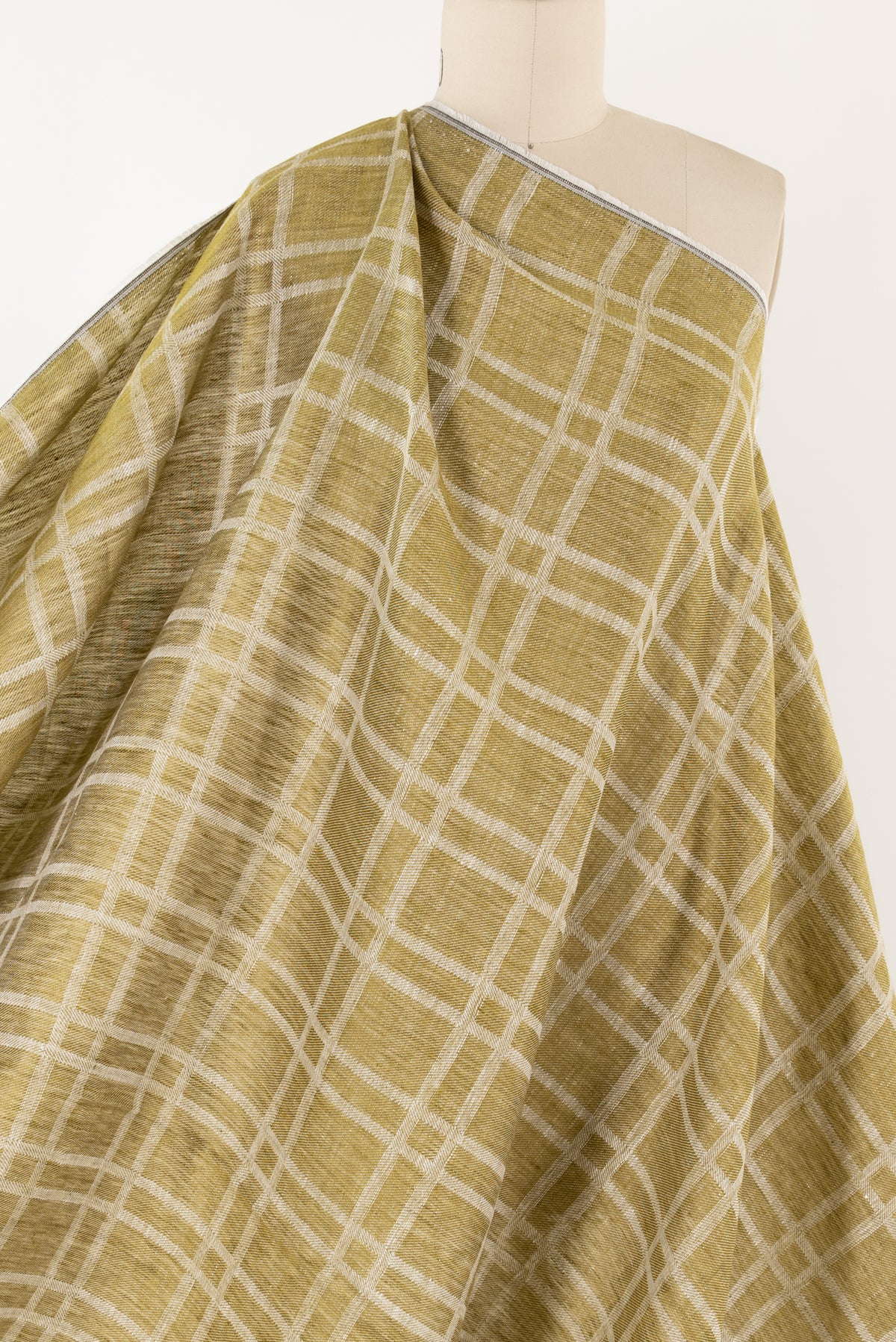 Green Moss Plaid Linen Woven