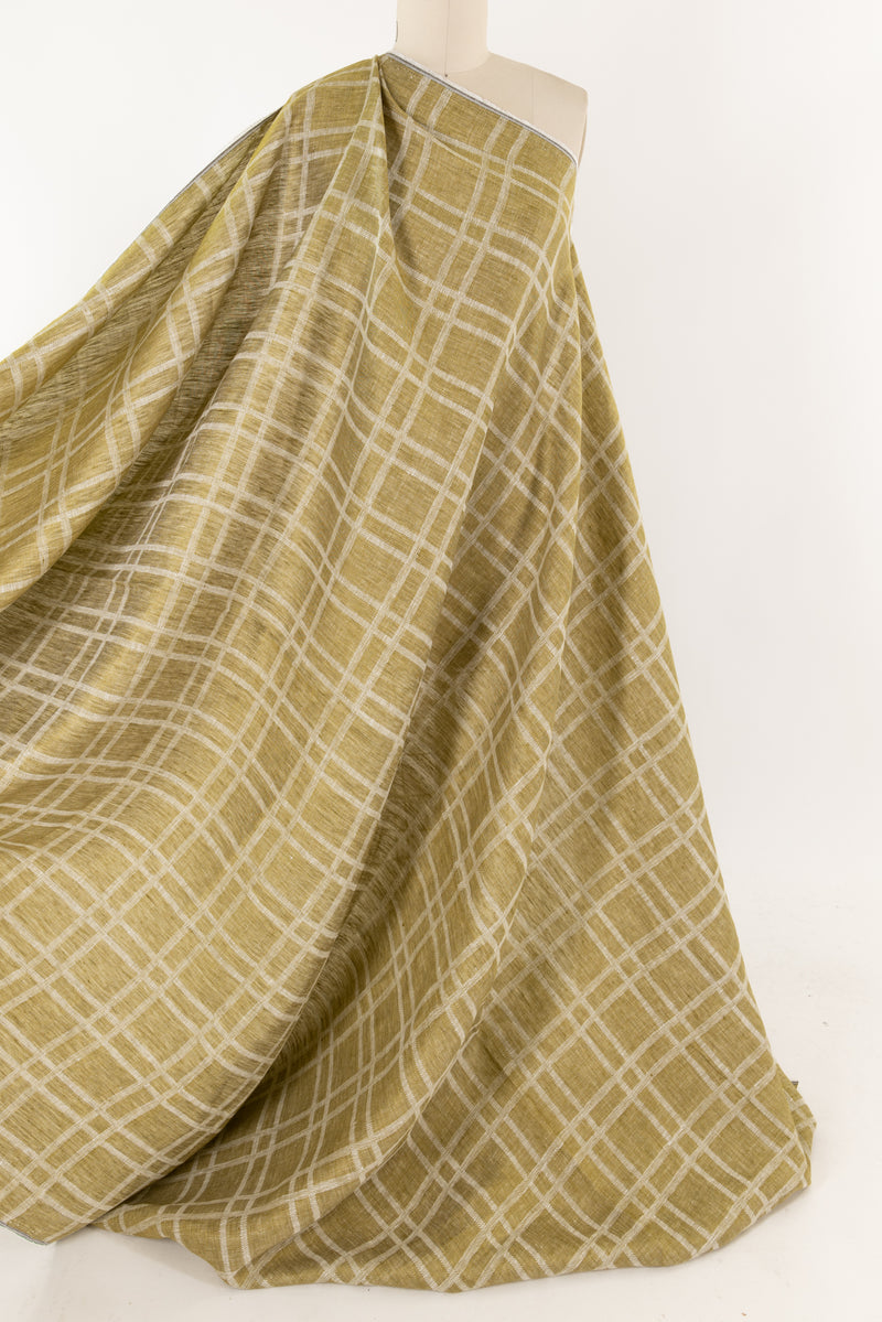 Green Moss Plaid Linen Woven