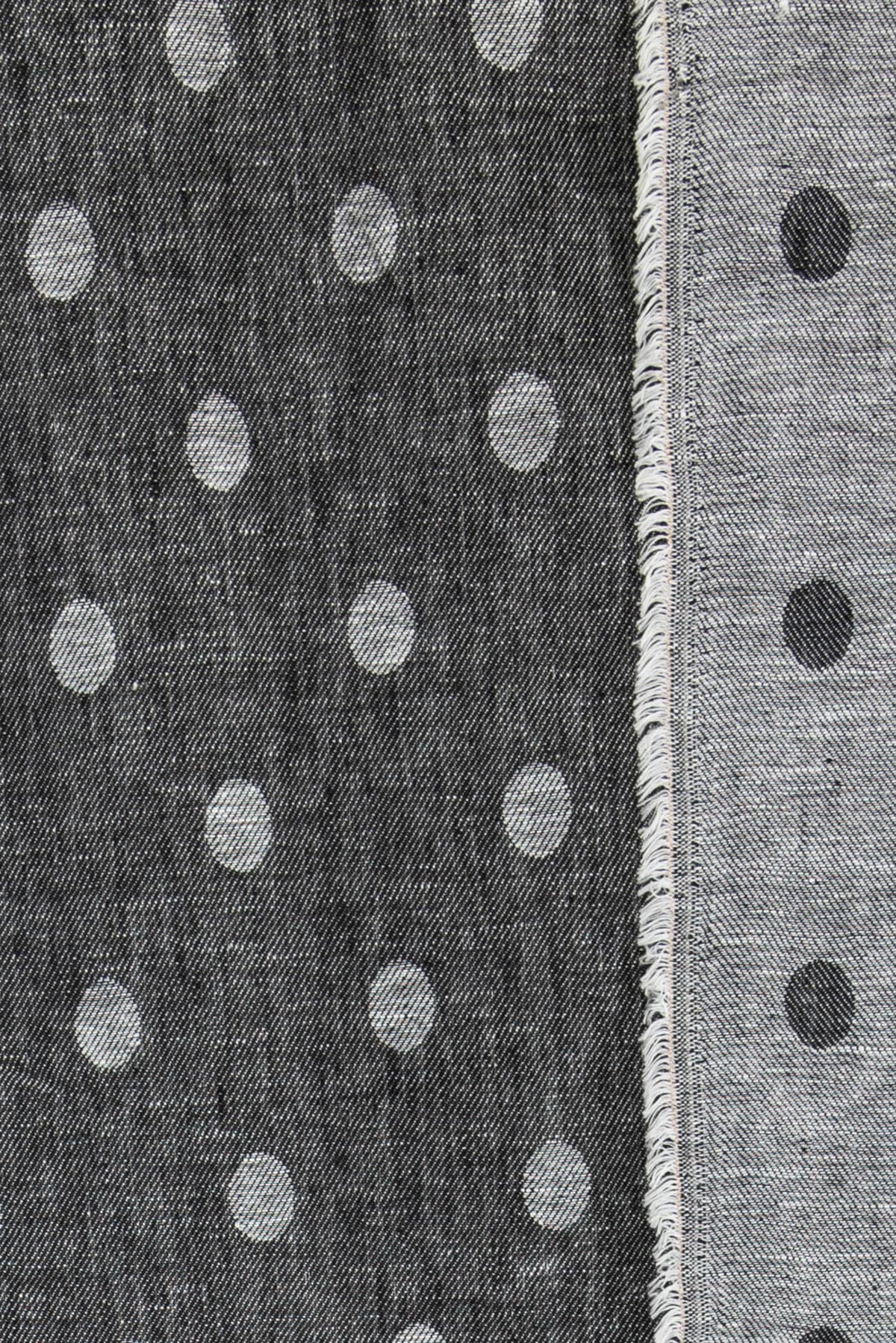 Gunmetal Gray Dots Linen Jacquard Woven