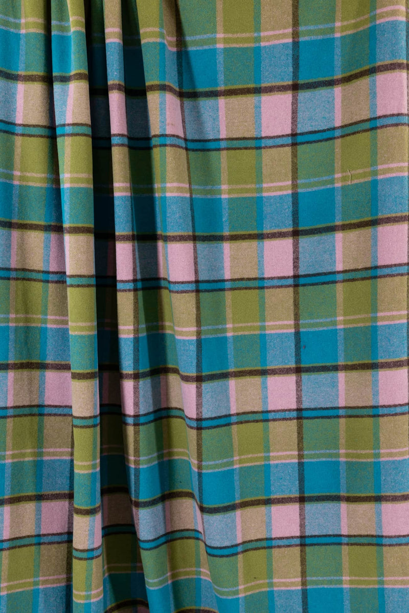 Hollywood Plaid Italian Wool Blend Coating Woven