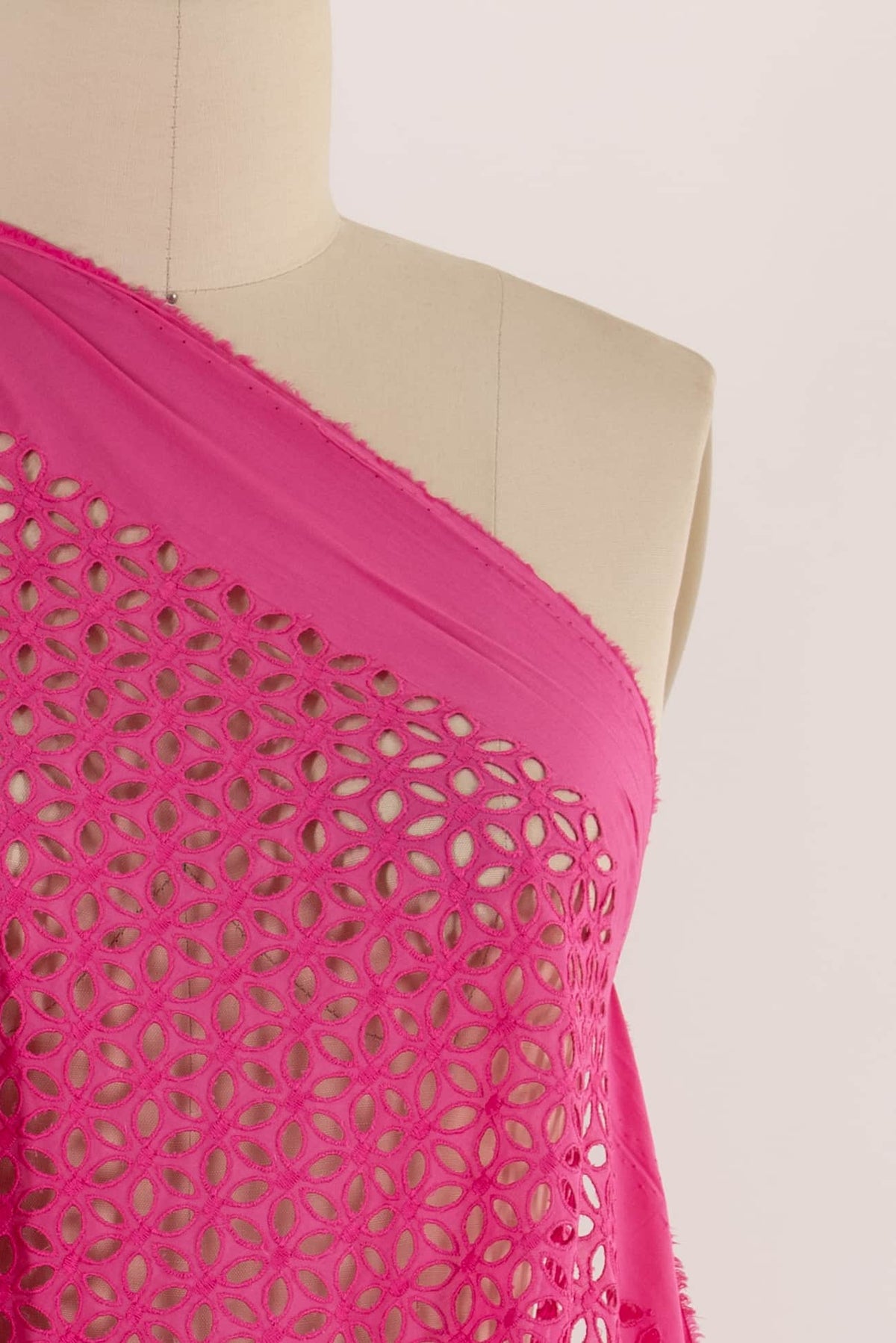 Hot Pink Cotton Eyelet Woven