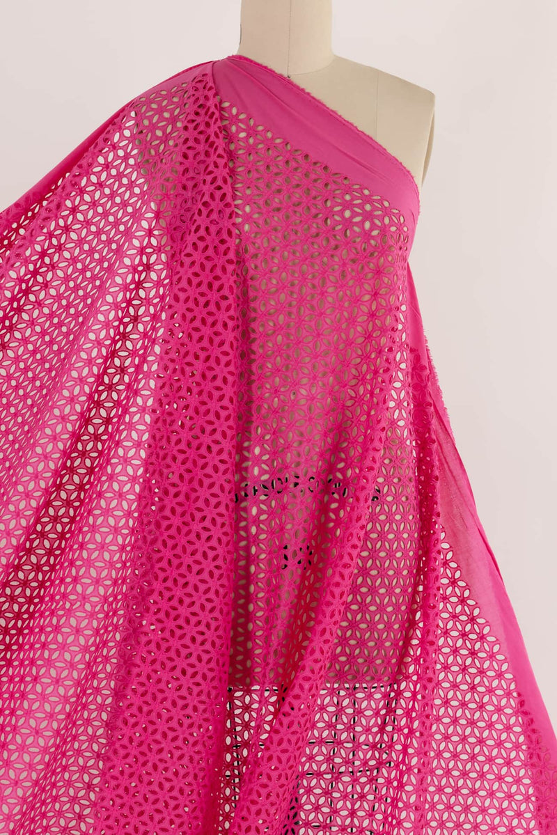 Hot Pink Cotton Eyelet Woven