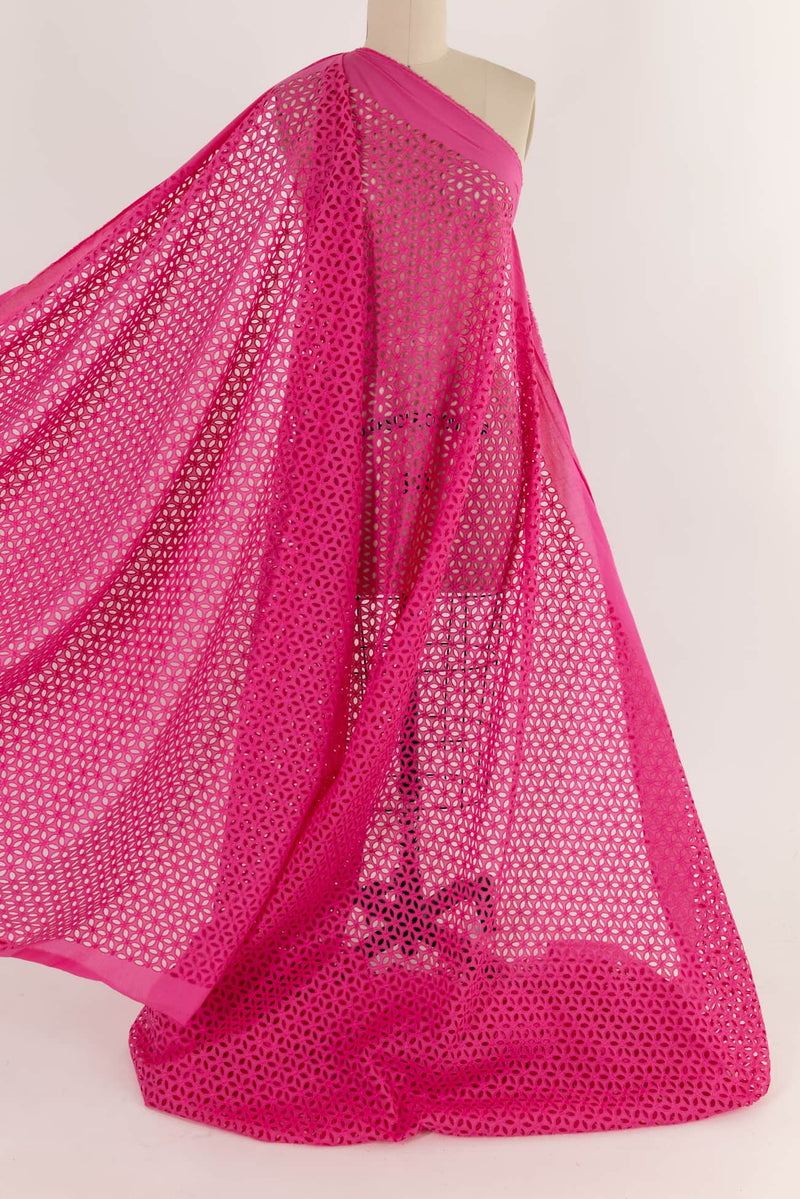 Hot Pink Cotton Eyelet Woven