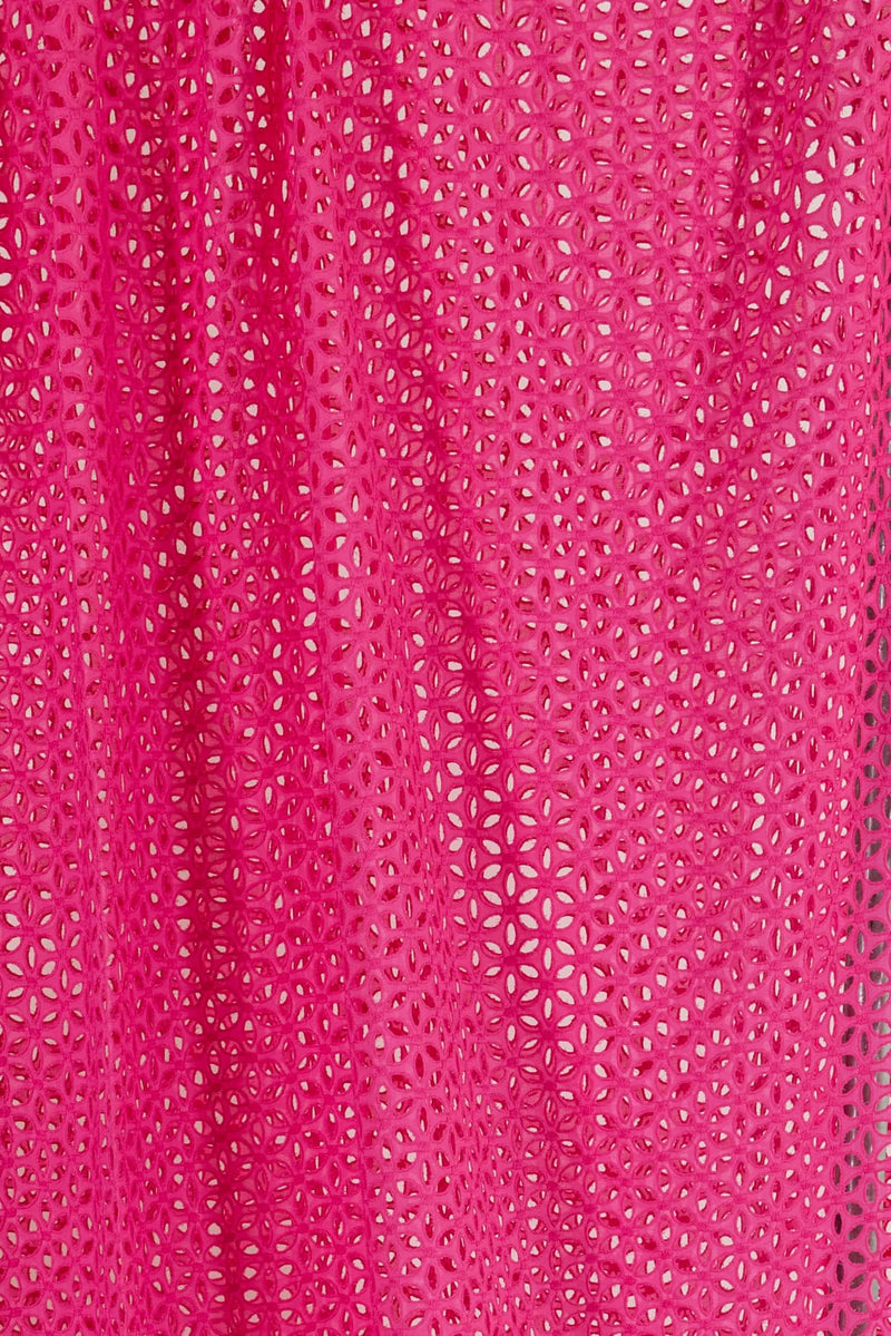 Hot Pink Cotton Eyelet Woven