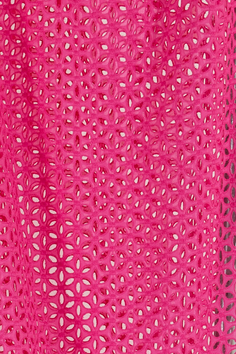 Hot Pink Cotton Eyelet Woven