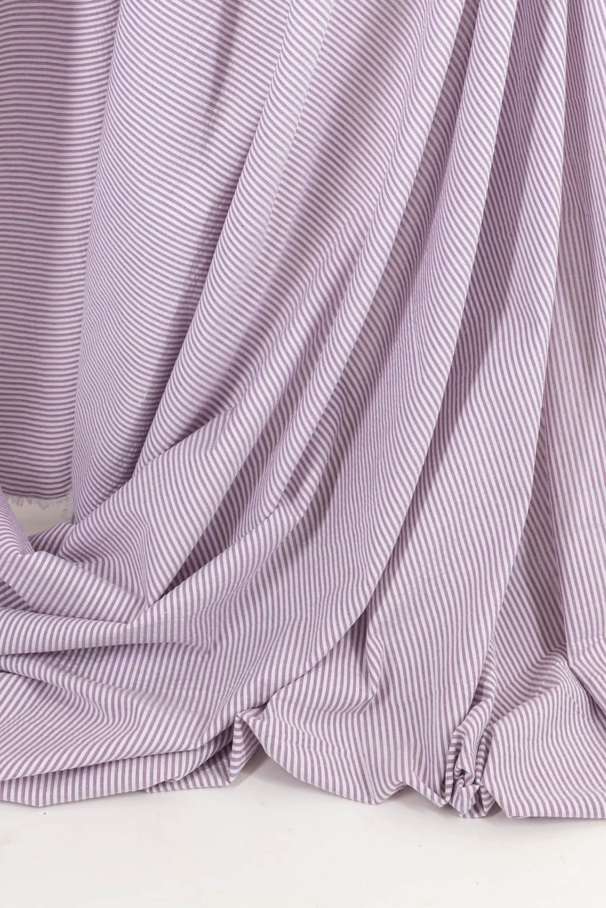 Iced Lavender Italian Cotton Seersucker Stripe Woven