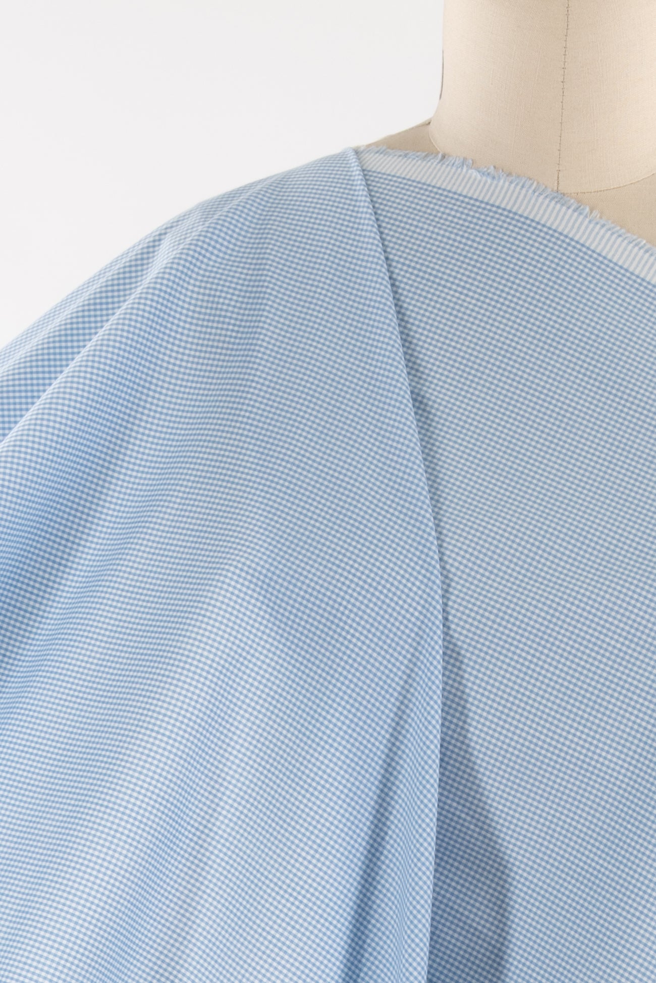Icy Blue Cotton Gingham Woven