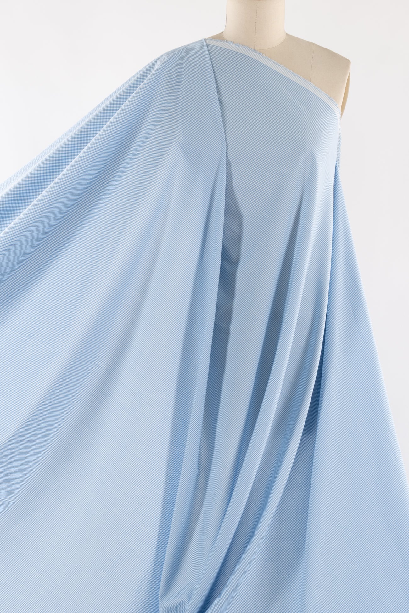 Icy Blue Cotton Gingham Woven