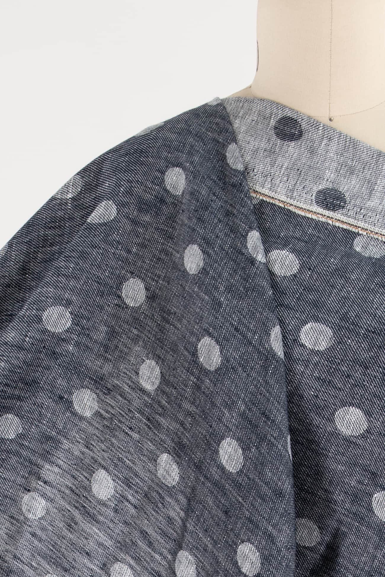 Indigo-go Dots Linen Jacquard Woven