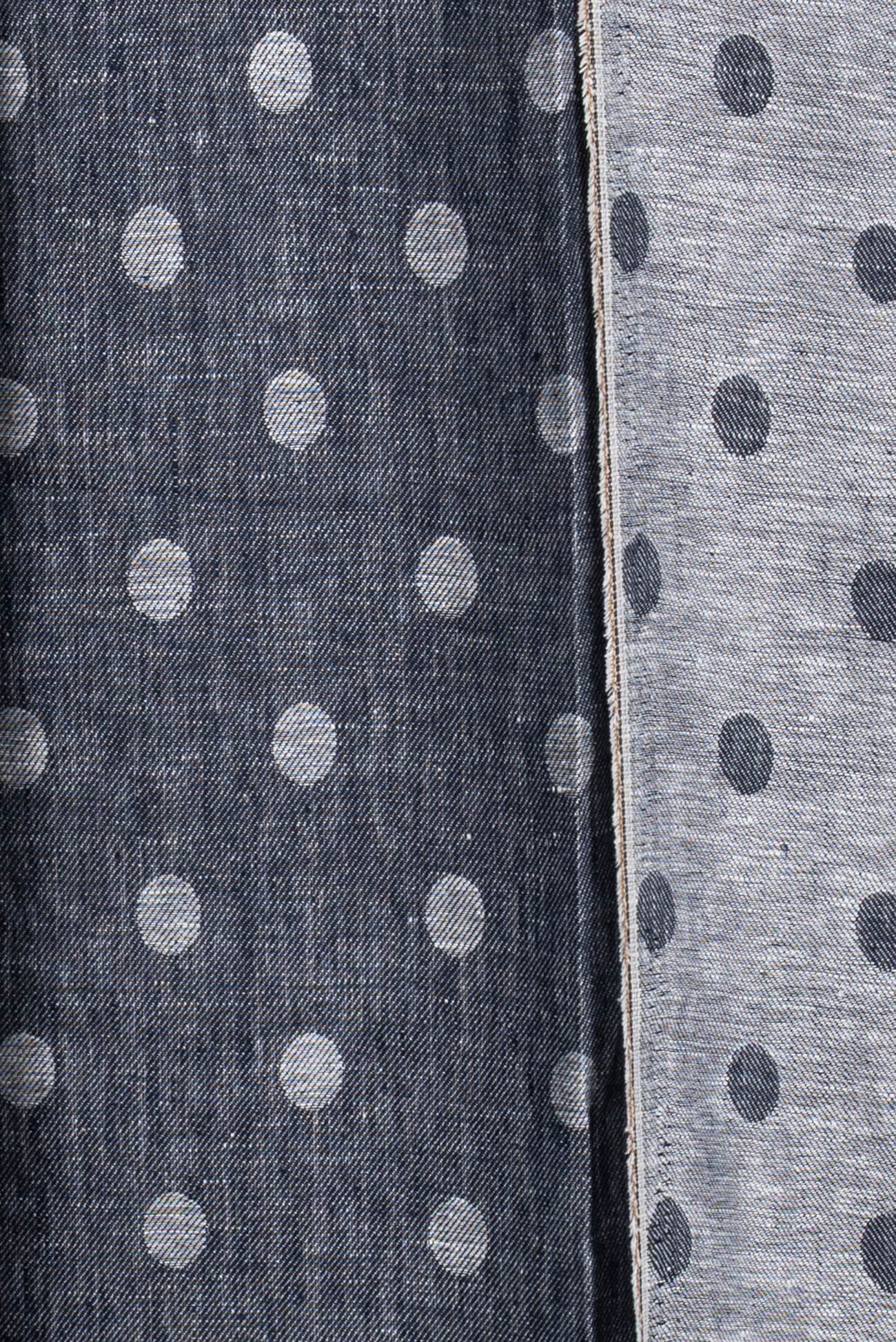 Indigo-go Dots Linen Jacquard Woven