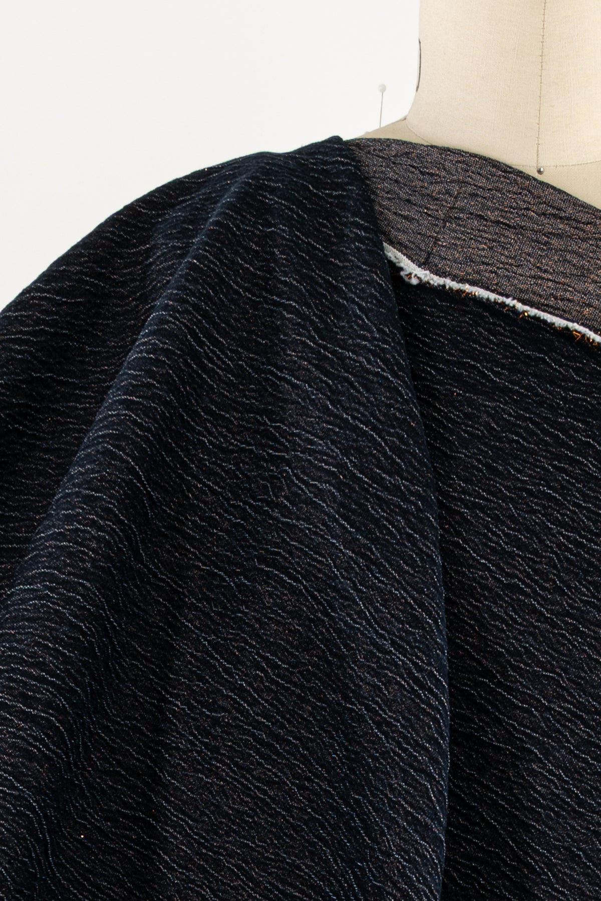 Indigo Copper Crinkle Italian Denim Woven