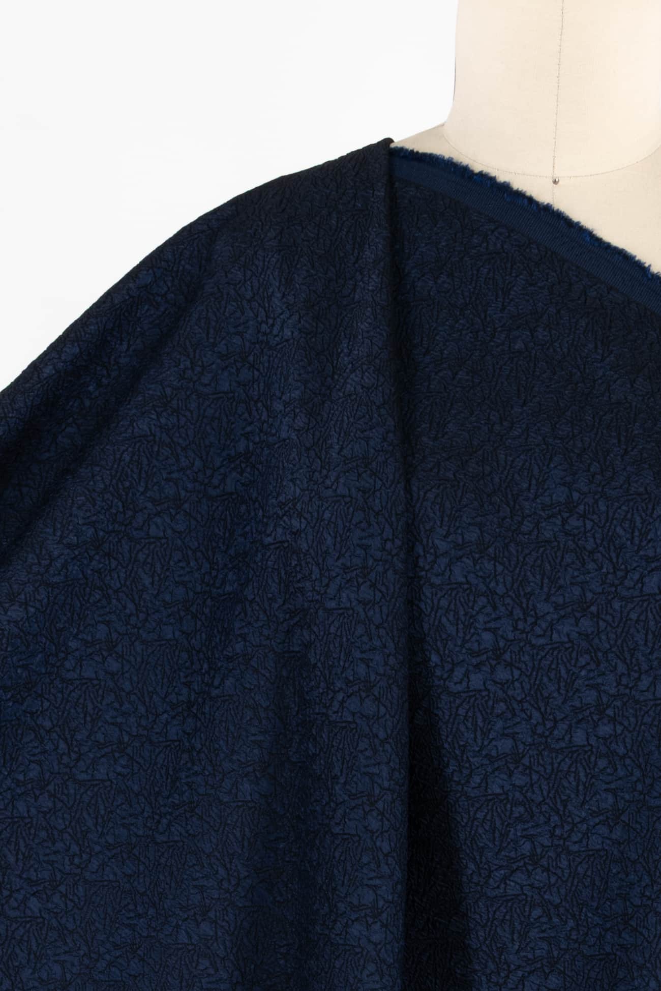 Indigo Crackle Rayon Blend Jacquard Woven