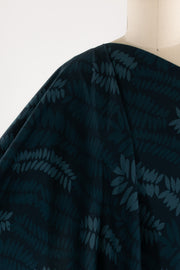 Midnight Blue Ferns Danish Viscose Woven