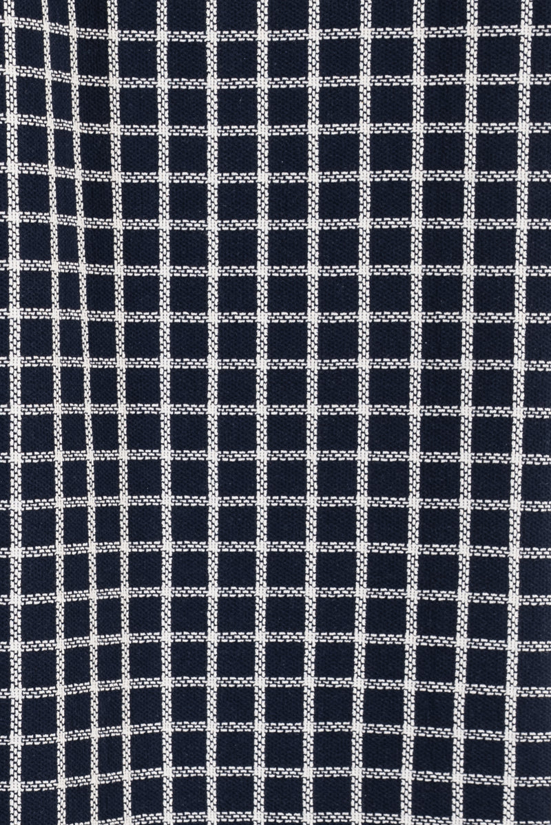 Indigo Windowpane Jacquard Knit