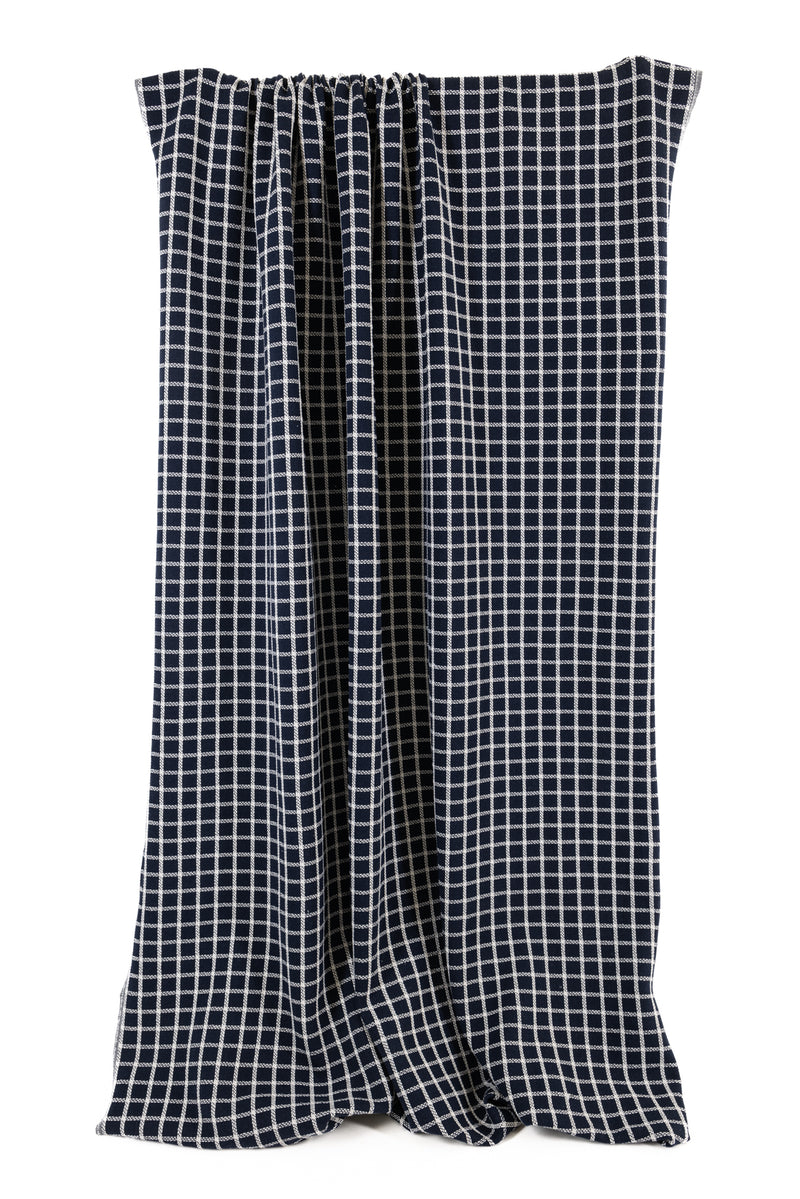 Indigo Windowpane Jacquard Knit