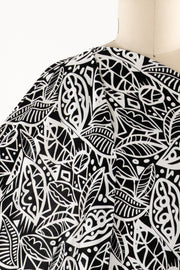 Ink And Ivory Leaves Viscose Knit