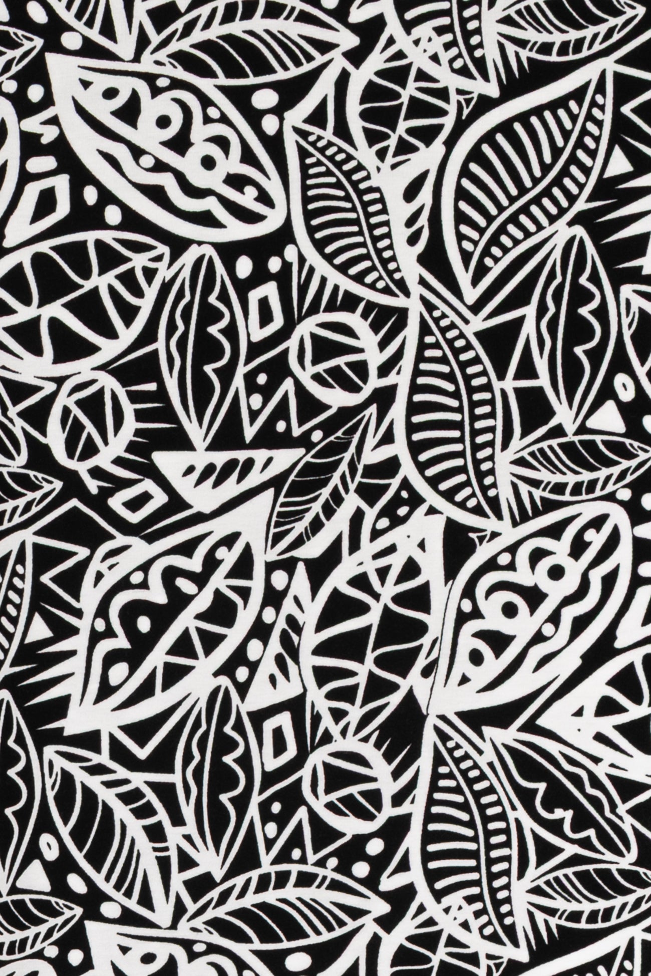 Ink And Ivory Leaves Viscose Knit