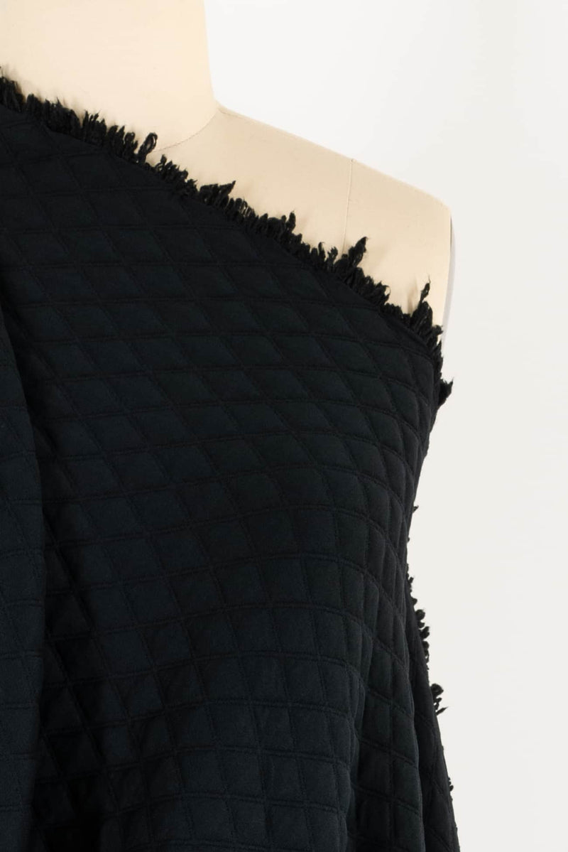 Inky Black Quilted Knit