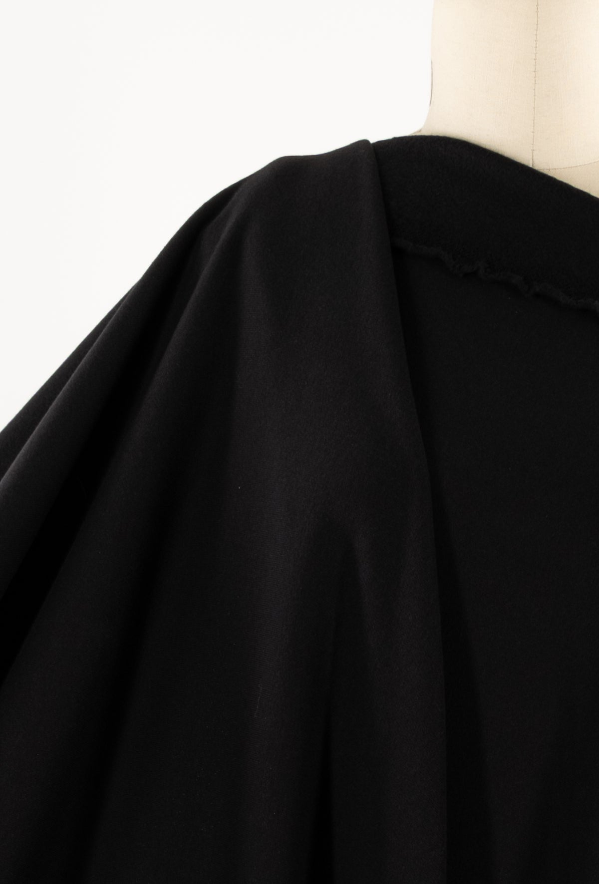 Inky Black Bamboo/Cotton Fleece Knit