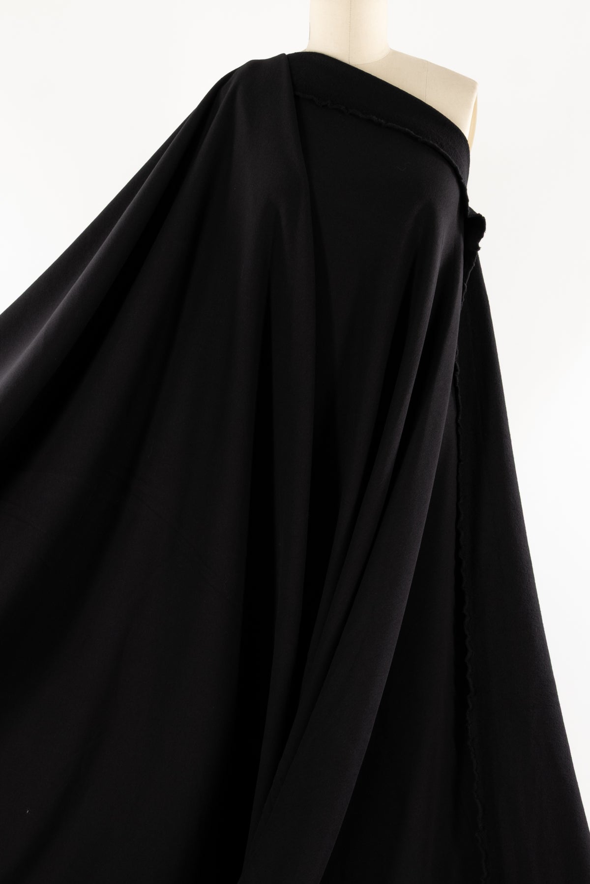 Inky Black Bamboo/Cotton Fleece Knit