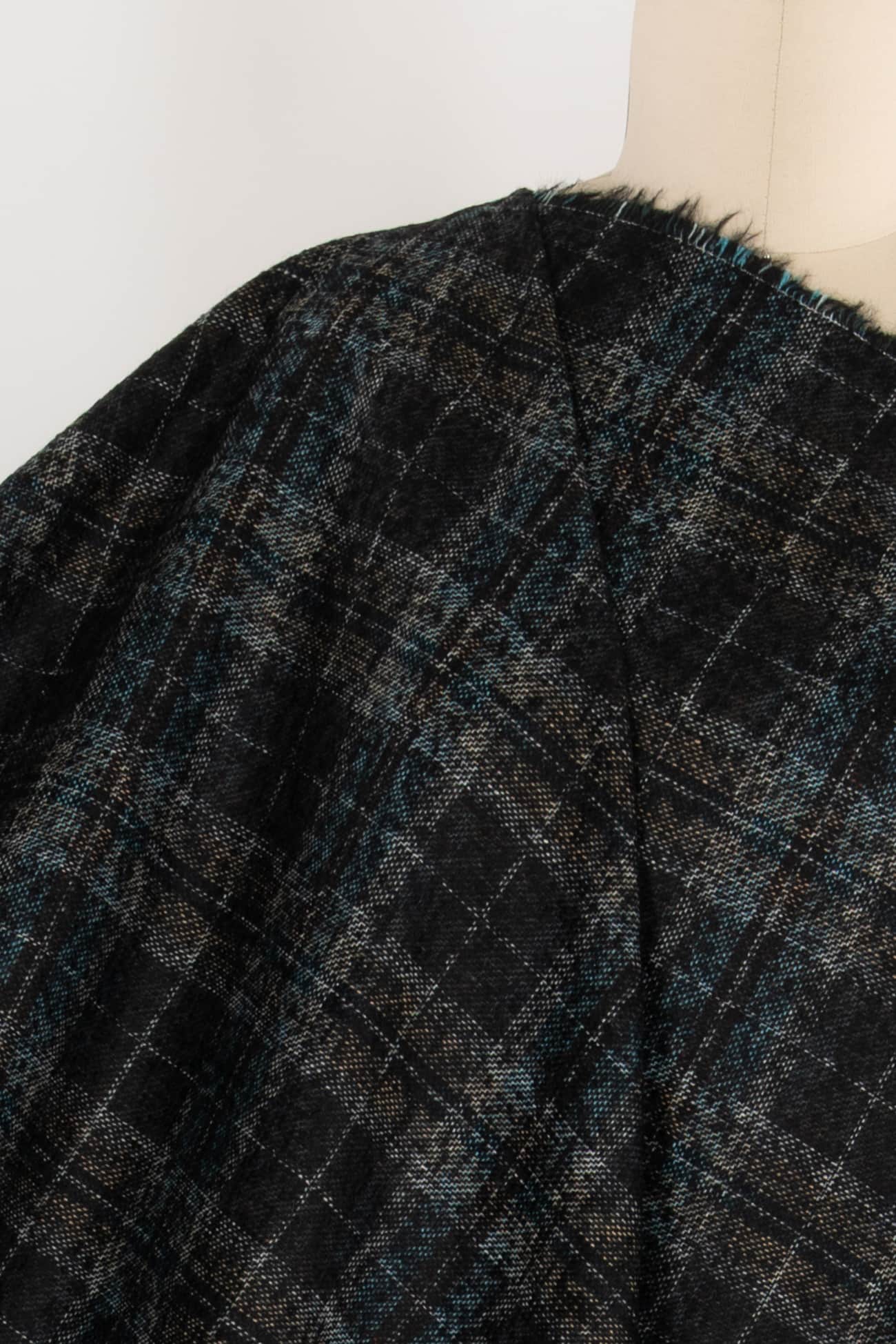 Inky Lagoon Plaid Italian Wool Woven
