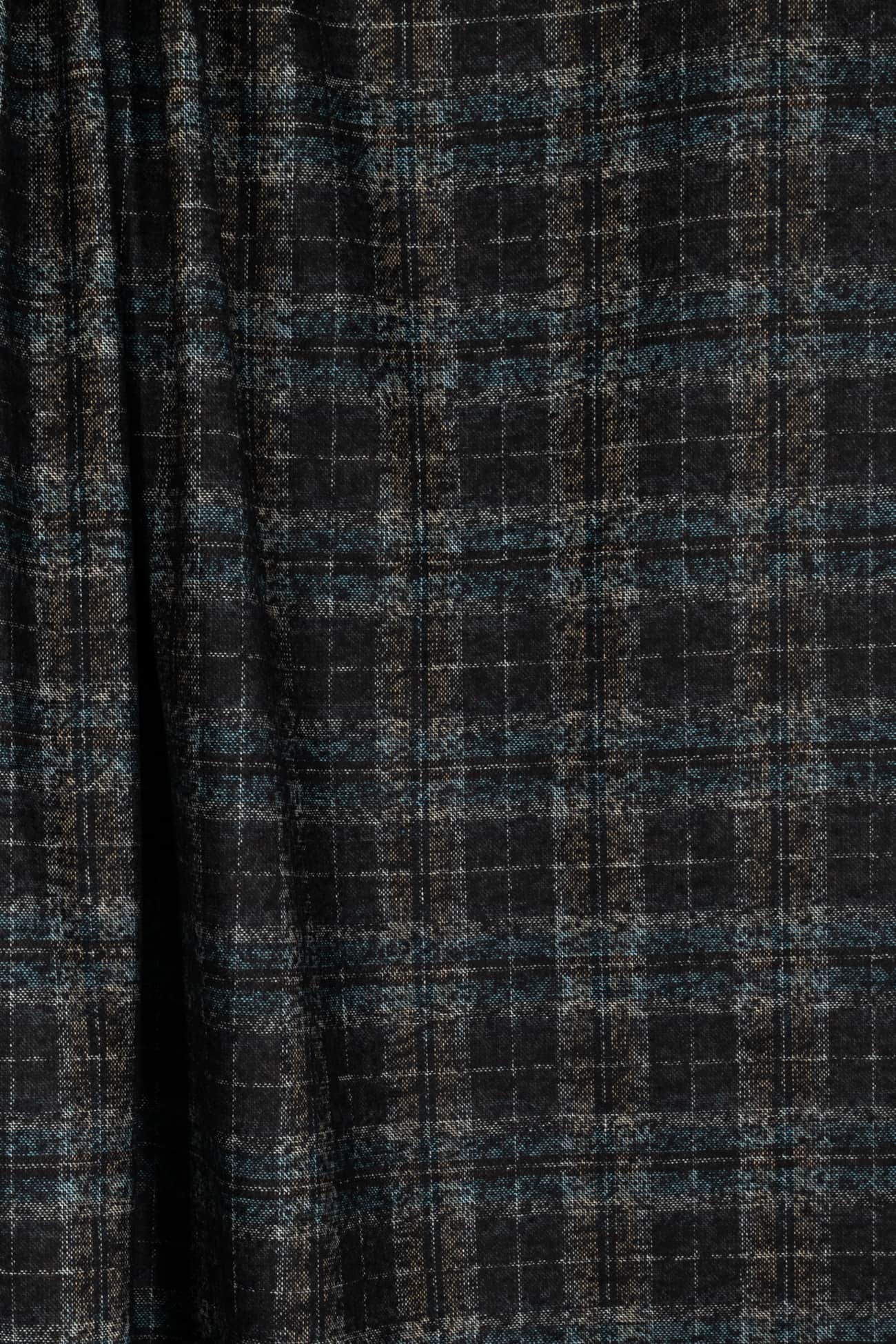 Inky Lagoon Plaid Italian Wool Woven
