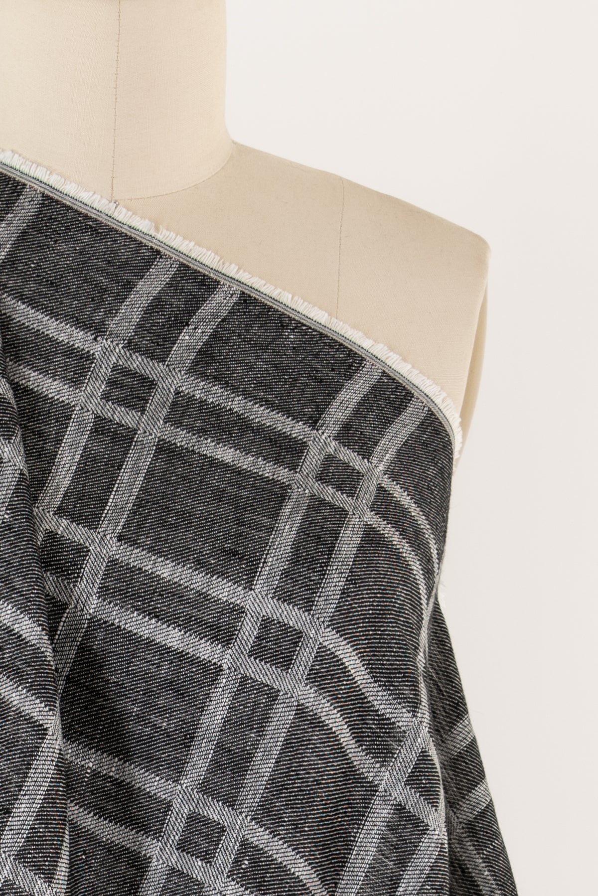 Iron Black Plaid Linen Woven