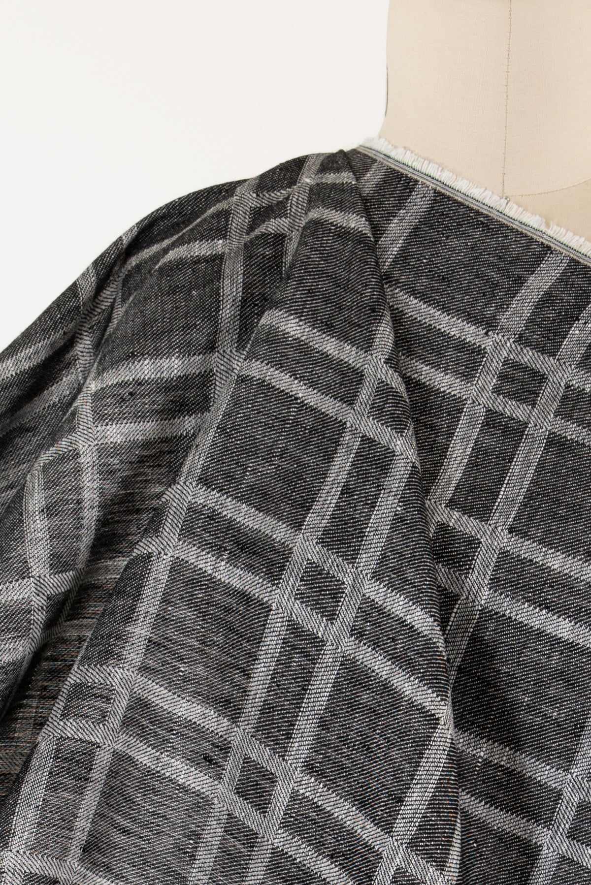 Iron Black Plaid Linen Woven