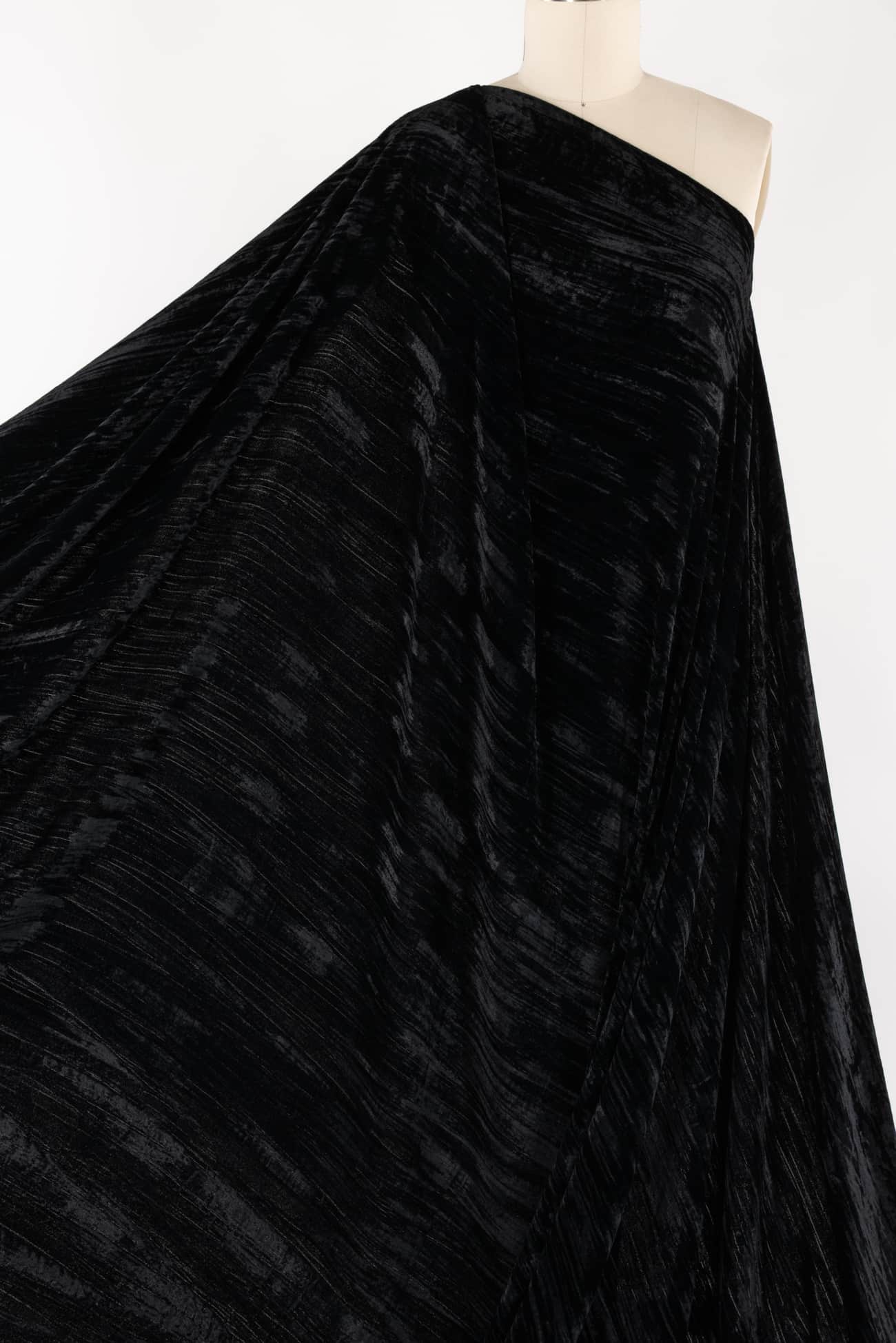Jet Black Crushed Velvet Woven