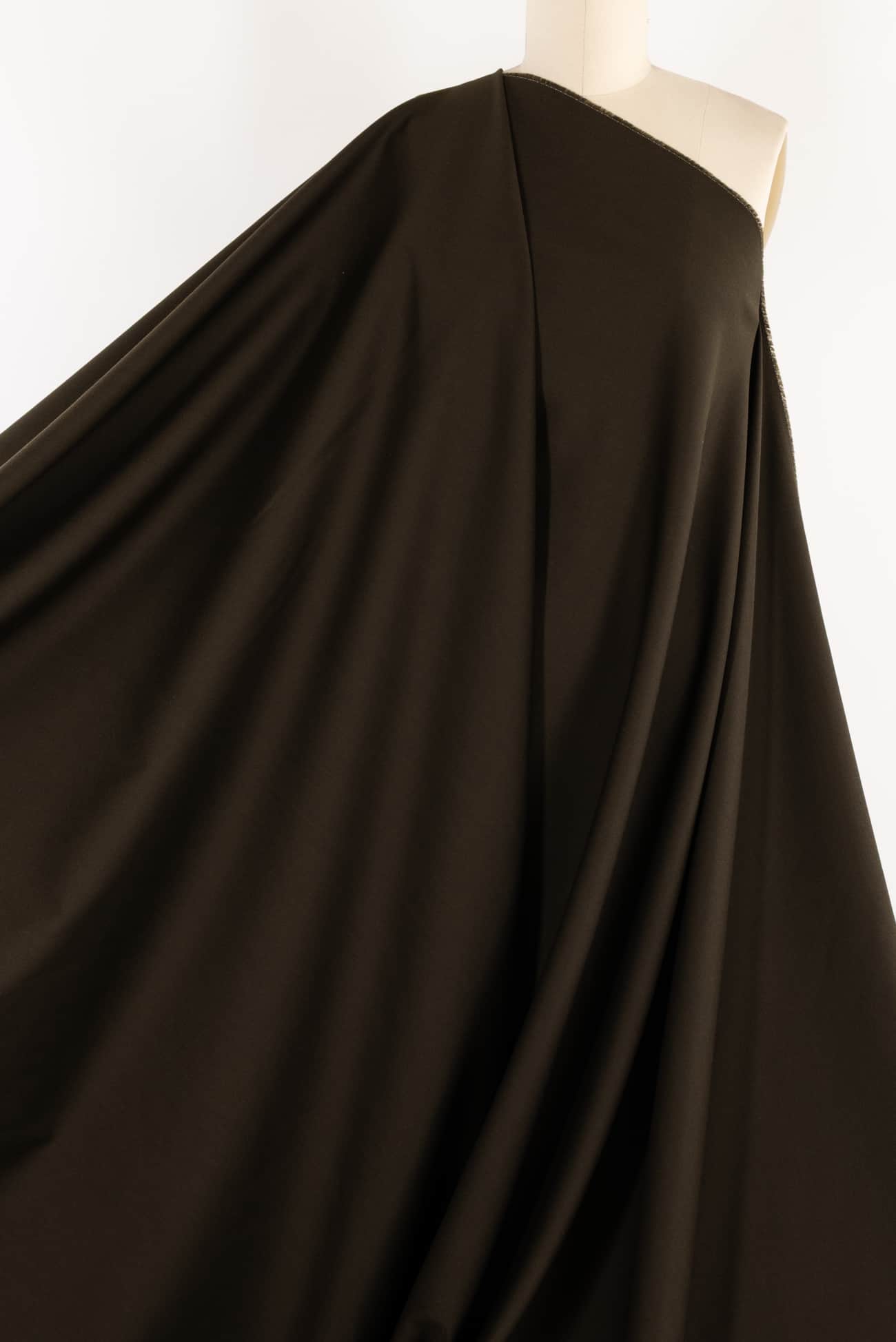 Khaki Green Wool Gabardine Woven