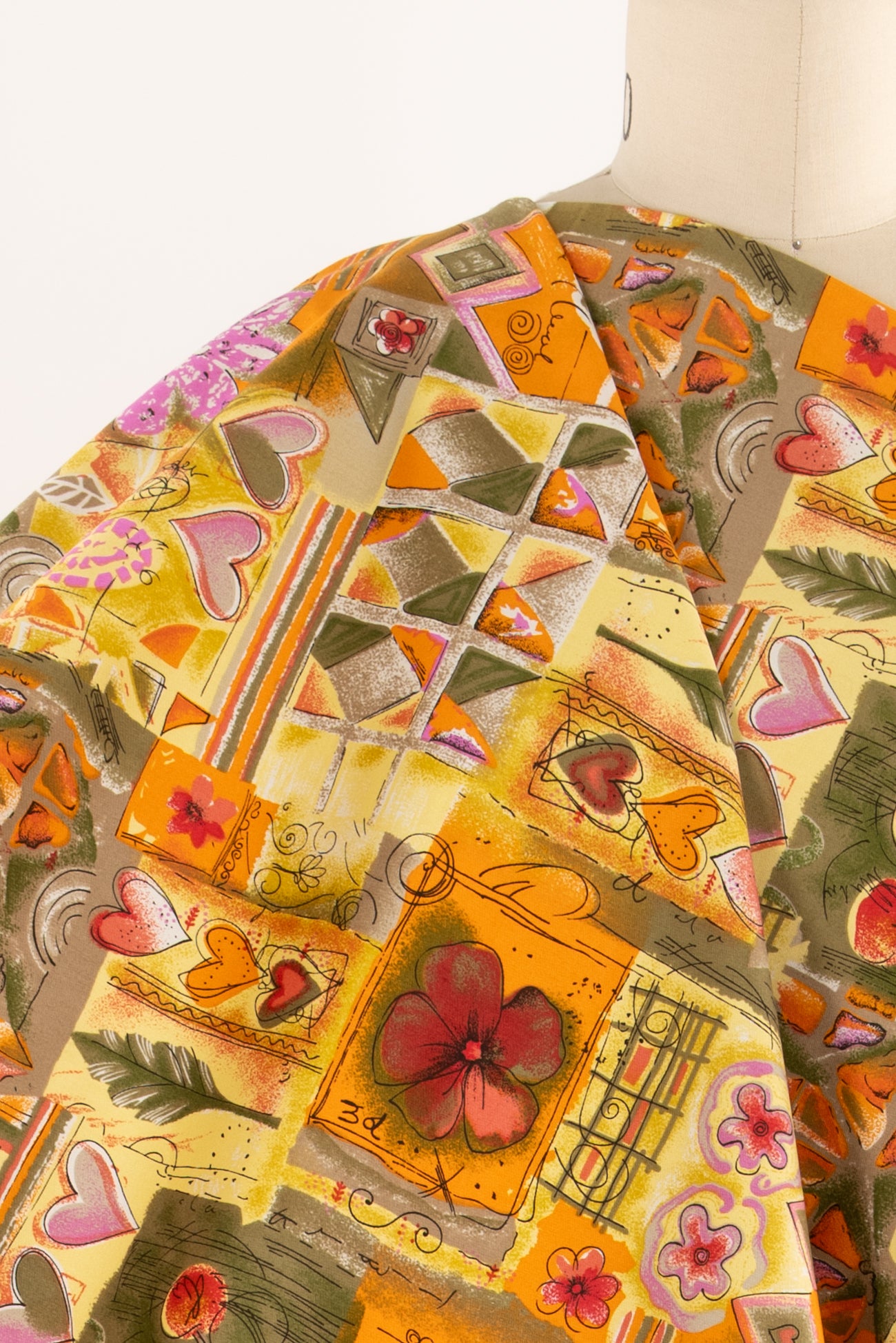 Tangerine Mosaica Japanese Stretch Cotton Woven