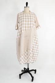 Sand Linen Gingham Dress