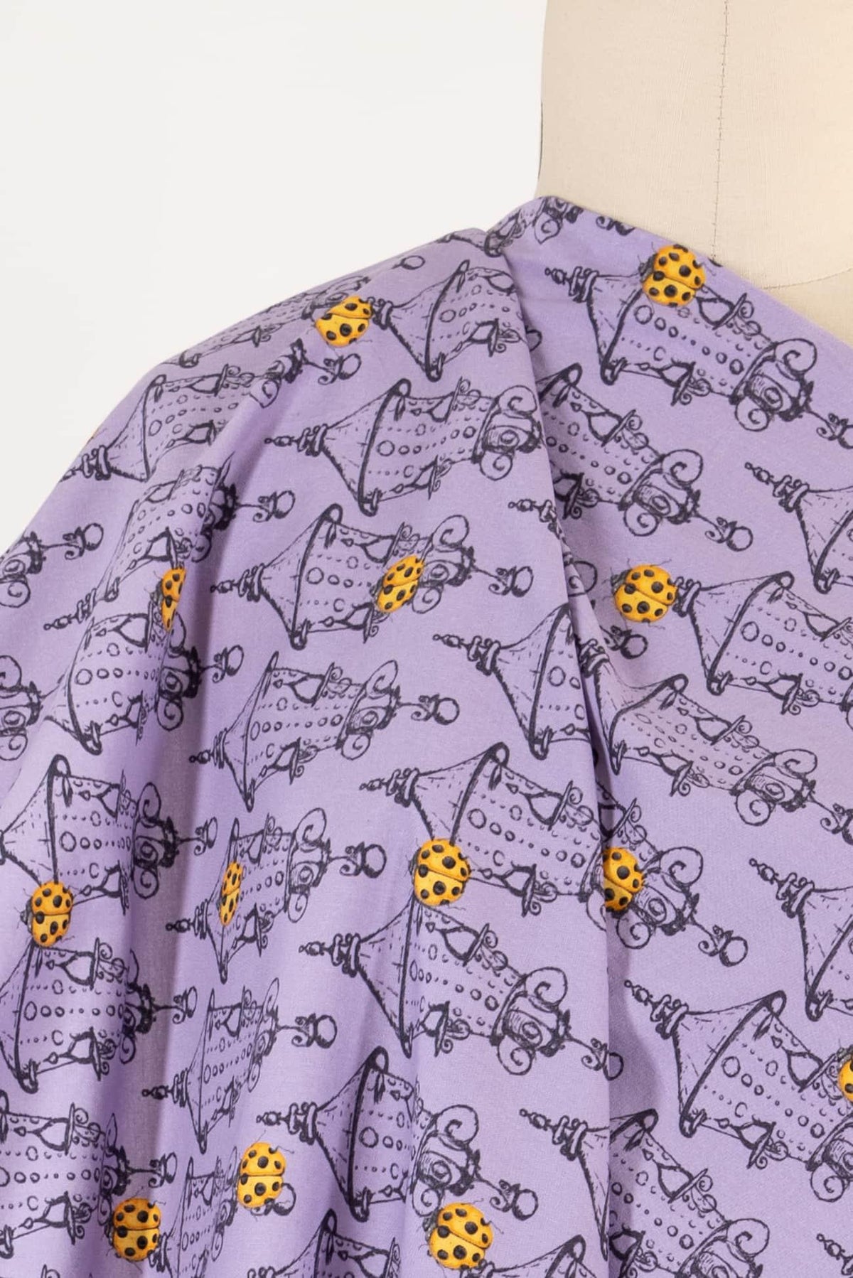Ladybug Lavender Cotton Woven - Marcy Tilton Fabrics