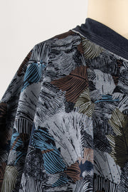 Leafy Indigo Stretch Denim Woven