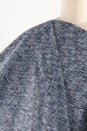 Marine Crosshatch Linen Woven - ENDCUT