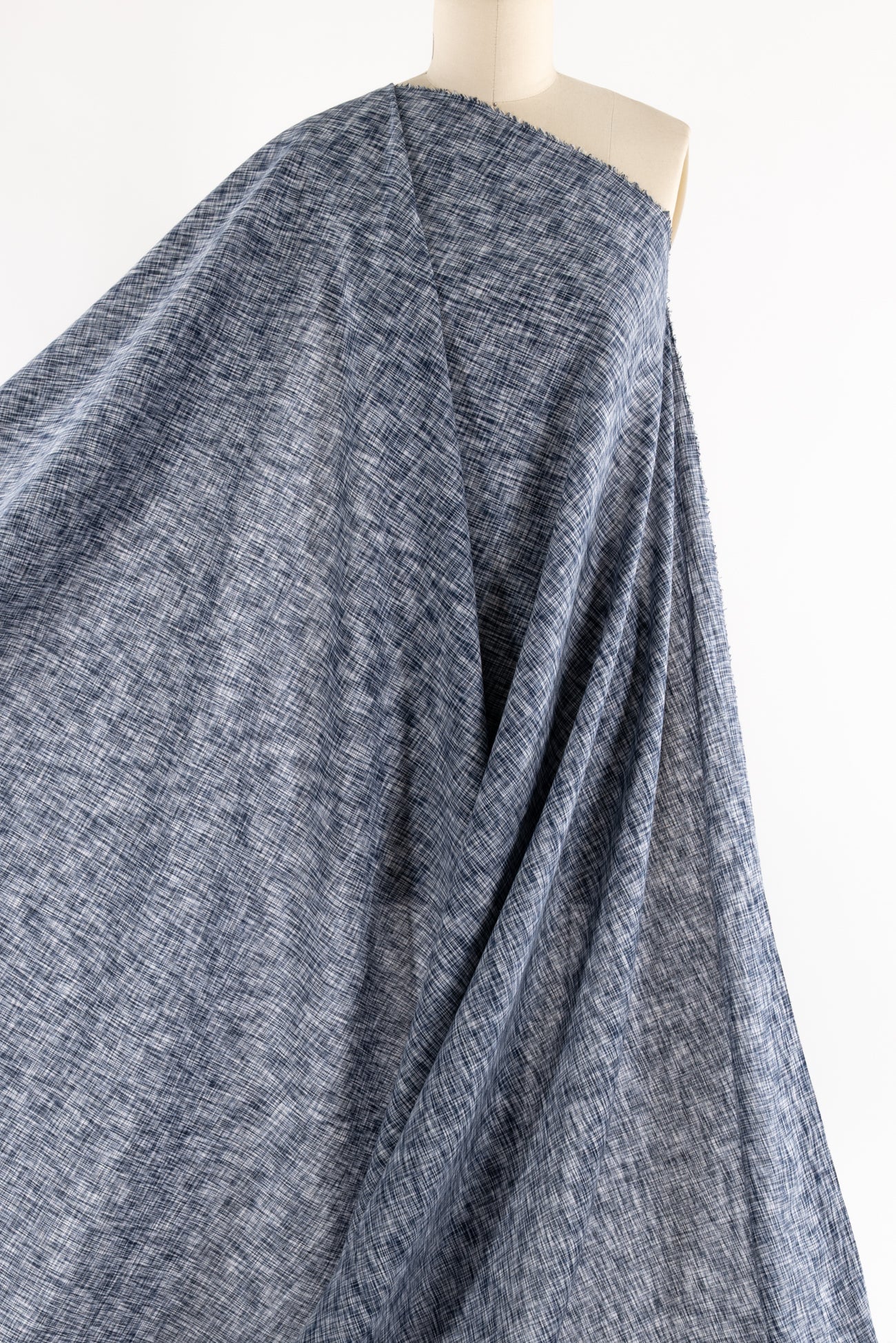 Marine Crosshatch Linen Woven