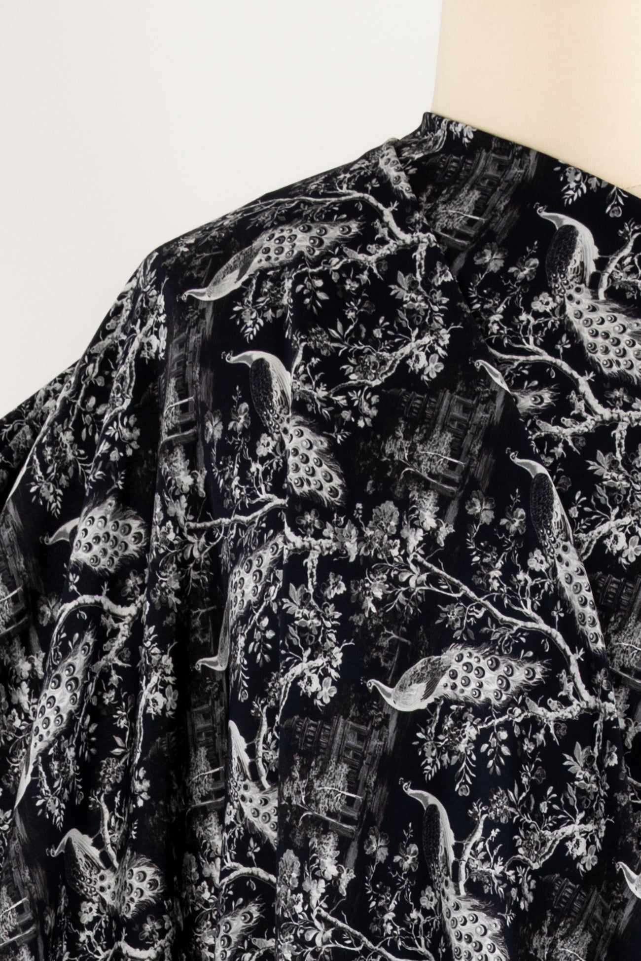 Midnight Peacocks Dutch Viscose Woven
