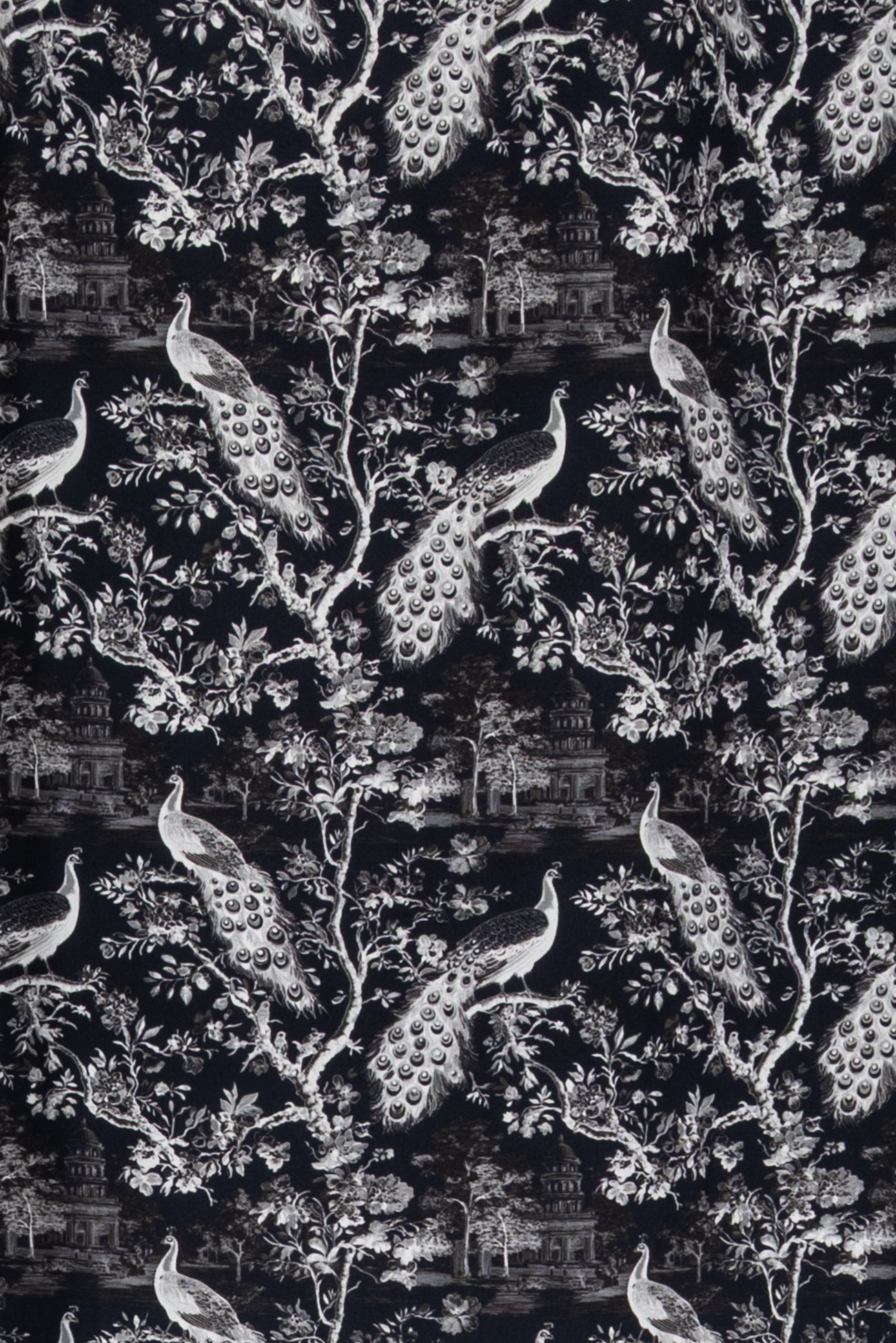 Midnight Peacocks Dutch Viscose Woven
